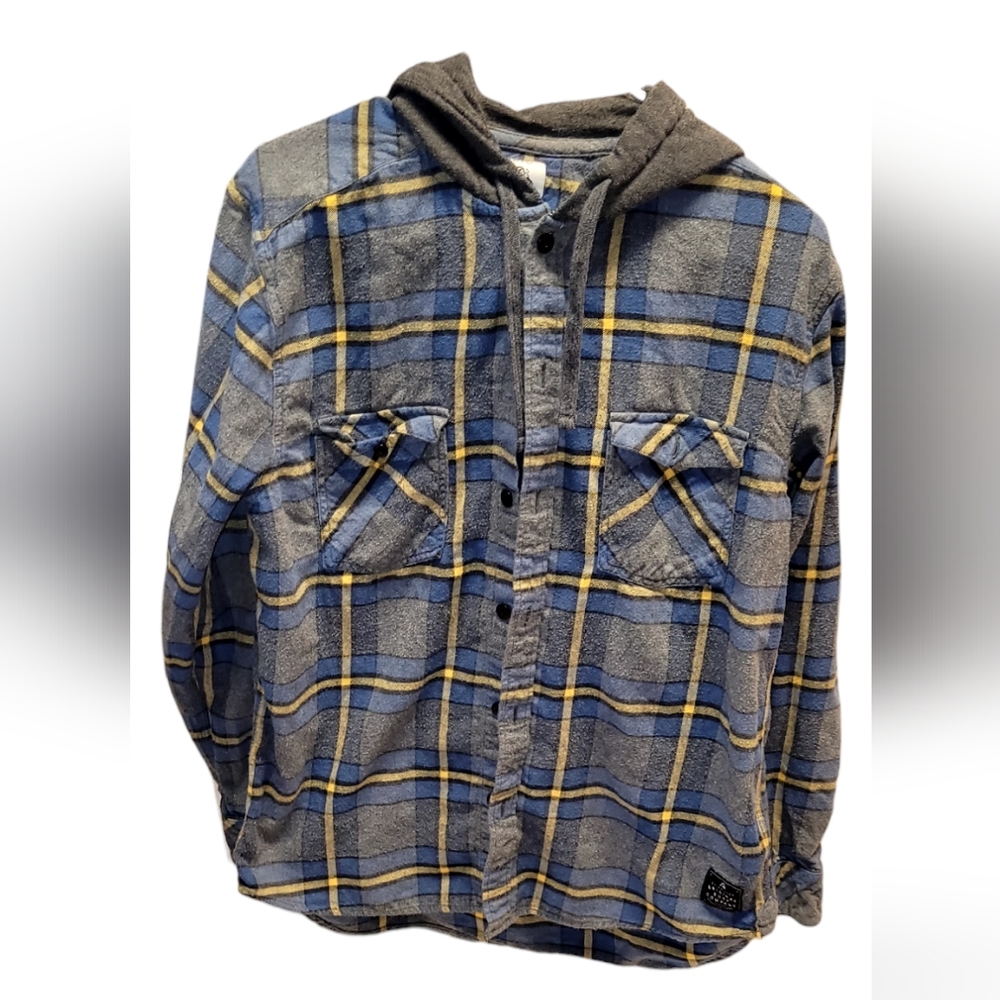 Quicksilver Plaid Hooded Flannel
